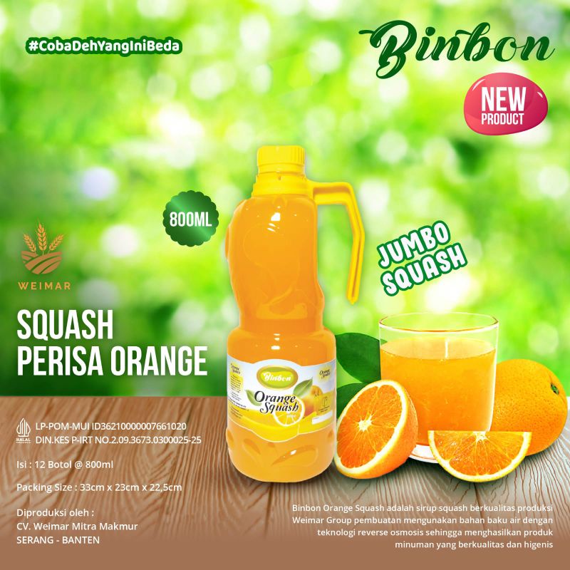 BINBON SIRUP SQUASH ORANGE JUMBO 800MILI