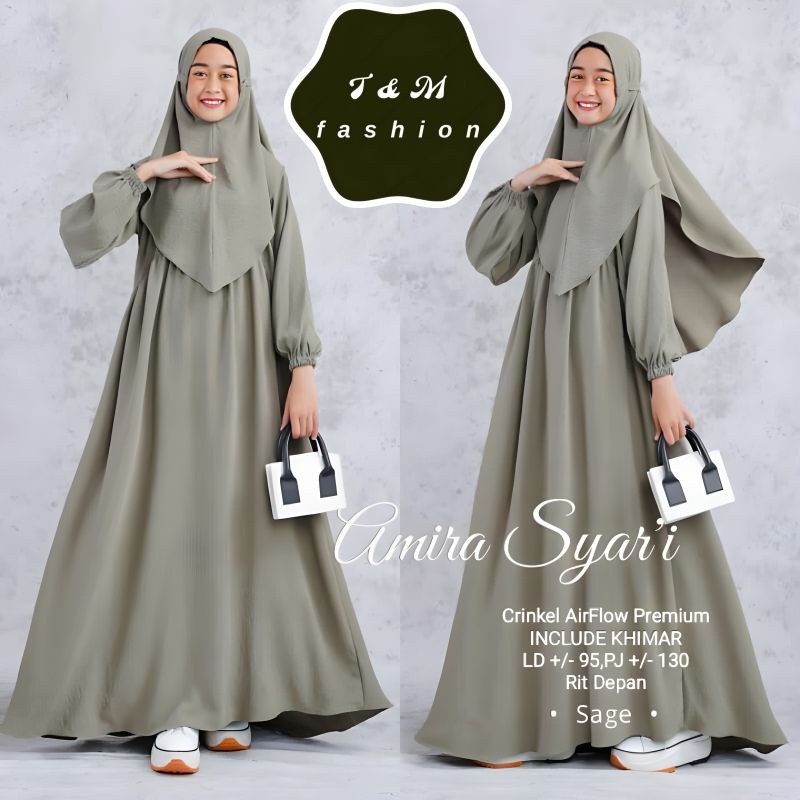 T &amp; M Fashion~GAMIS SET HIJAB SYARI SANTRI SUPER ADEM PREMIUM  || GAMIS SUPER ADEM || GAMIS SET HIJAB TERBARU 2023 || GAMIS CRINKLE AIR FLOW || PAKAIAN MUSLIM ANAK PEREMPUAN || GAMIS SYARI WANITA MUSLIM || BAJU GAMIS REMAJA TANGGUNG