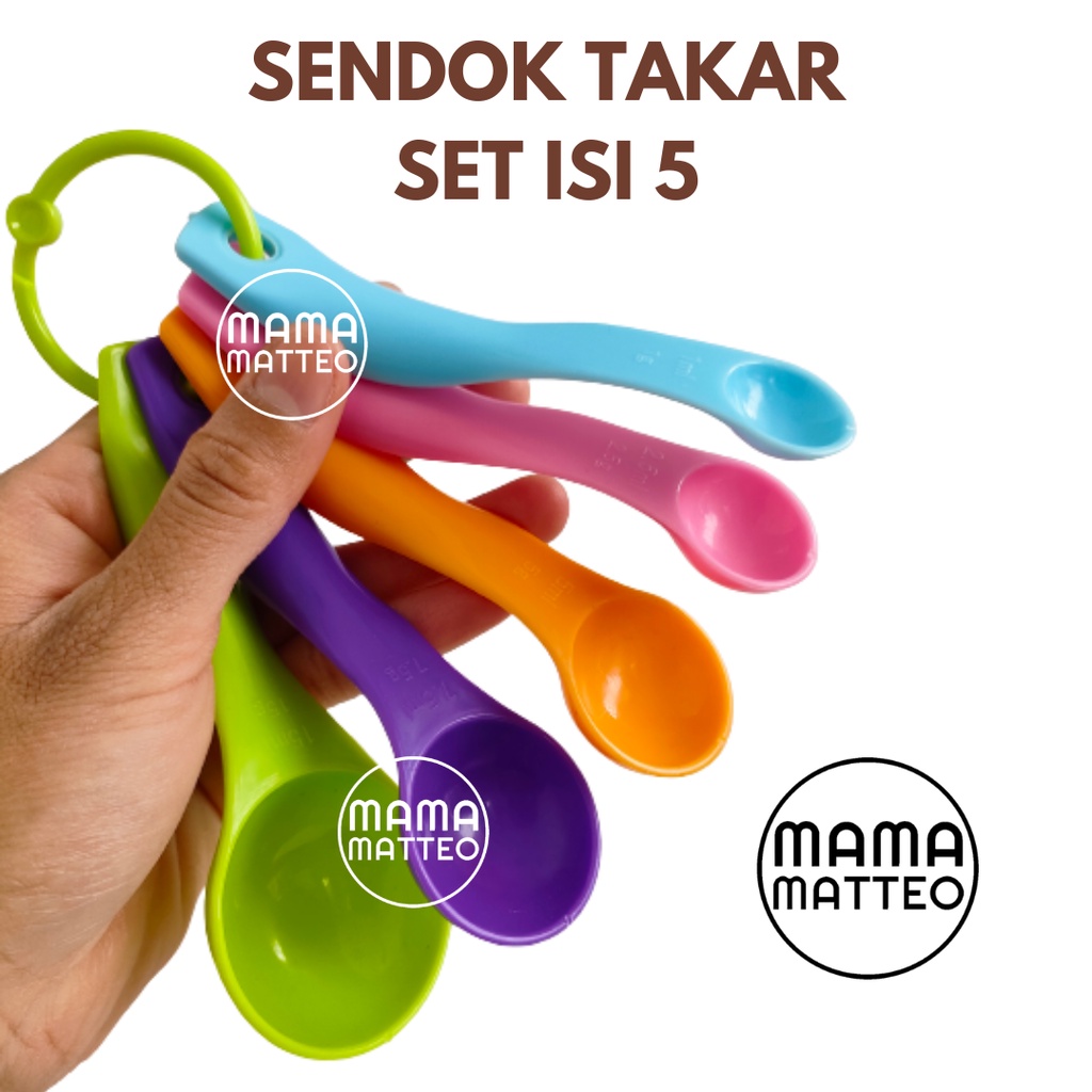Sendok Ukur Takar Bumbu Air Susu Set Isi 5 &amp; 6 Warna Warni Bahan Plastik / Measuring Cup Spoon / Sendok Taker Masak Kue