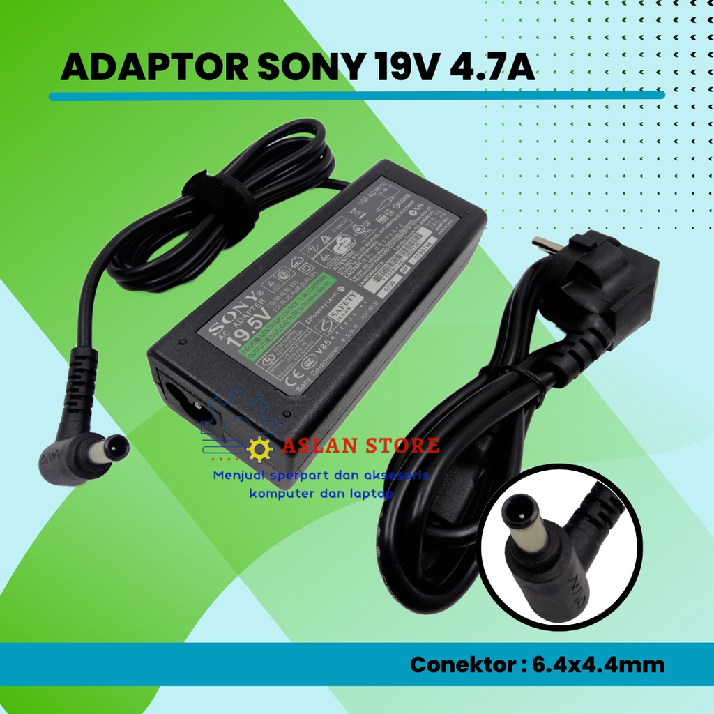 Adaptor Charger TV LCD LED Monitor Sony 19.5V 4.7A Original PCG-61511L VGP-AC19V20 VGP-AC19V29 VGP-AC19V31 VGP-AC19V32 33