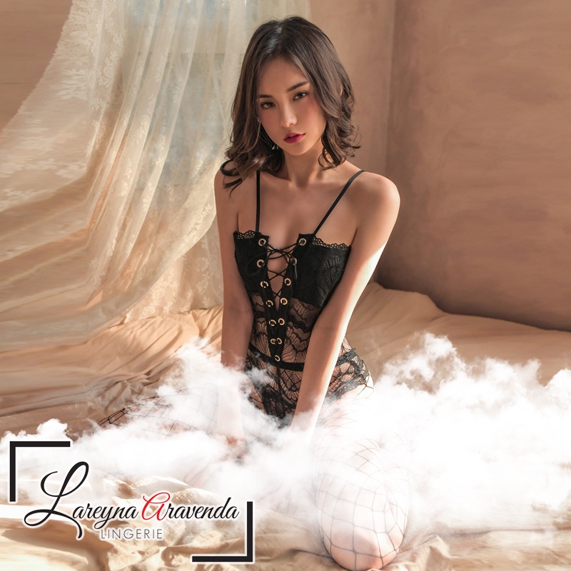 Lareyna Aravenda Lingerie Cantik Crotchless  Fit M/L/XL/XXL Model Korset Ikat LG145