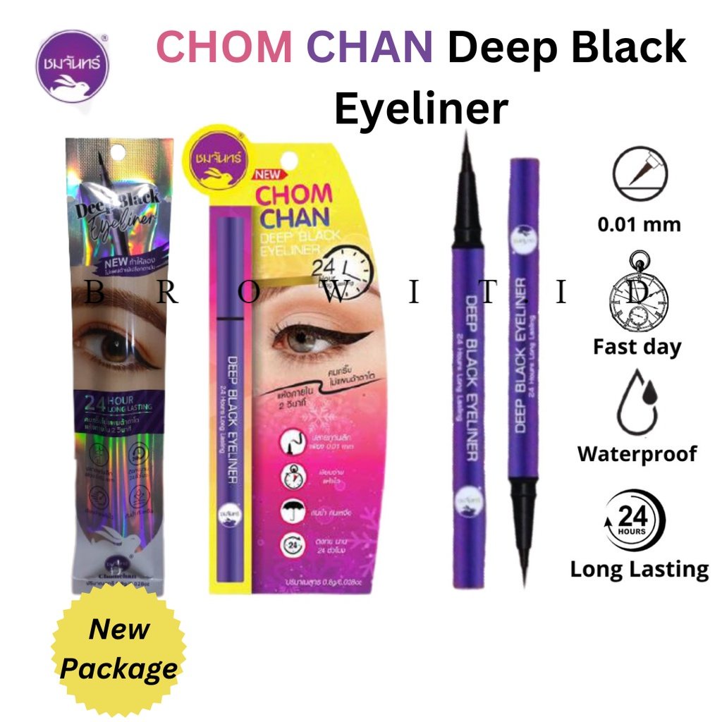 TERMURAH CHOM CHAN Deep Black Eyeliner 24 Hour Long Lasting | Eyeliner Anti Air Smudgeproof