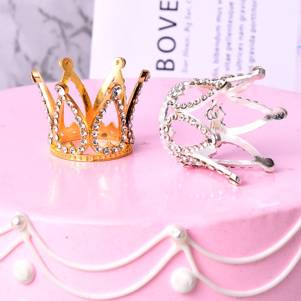 Halus Dessert Top Dekorasi Shiny Zirkon Mahkota Hiasan Kepala Ulang Tahun Pernikahan Pesta Dekorasi Perlengkapan Mahkota Mini Hiasan Kue