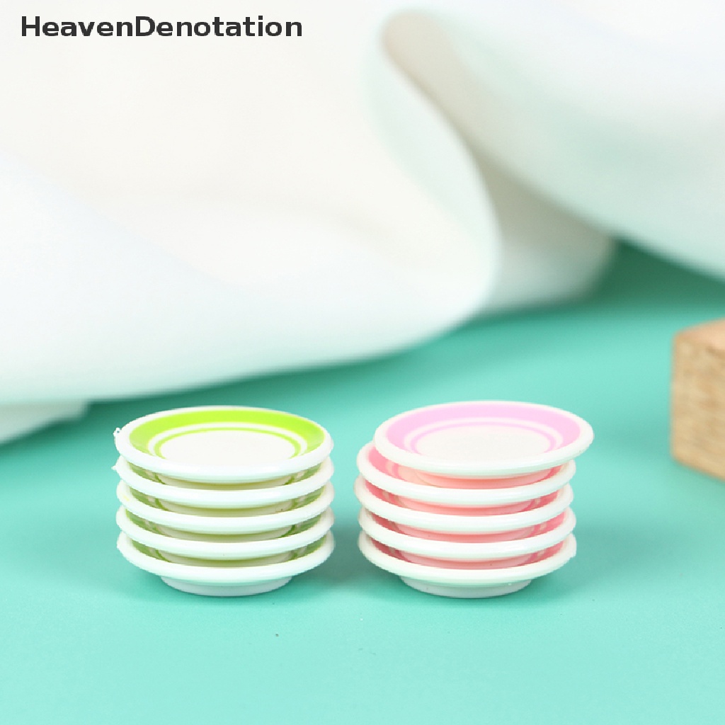 [HeavenDenotation] 5pcs / bag 1: 12 Dollhouse Miniature Colorful Plate Dishes Kitchen Accessories Toys HDV