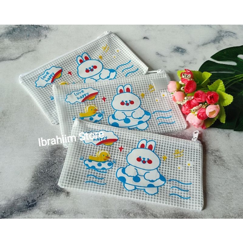 POUCH TRANSPARAN ZIPPER LUCU / POUCH TRANSPARAN AESTHETIC