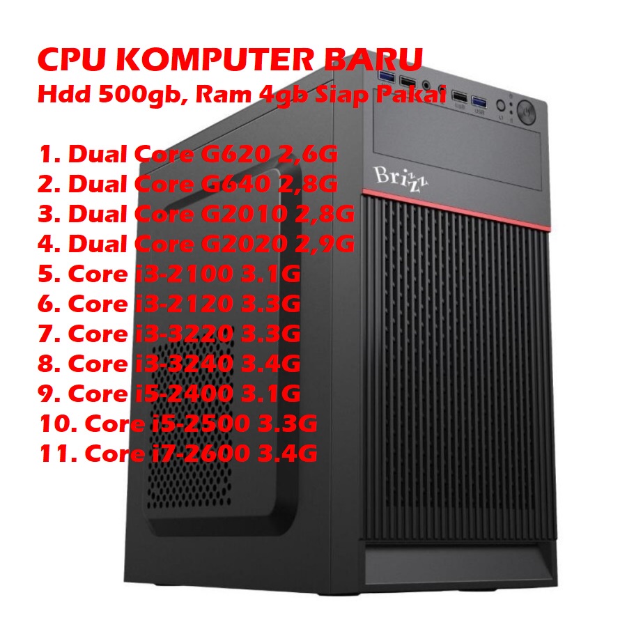 KJ CPU KOMPUTER BARU, CPU CORE I7-2600, CPU CORE I5-2400 / CPU CORE I3-2120 I-3220, CPU DUAL CORE