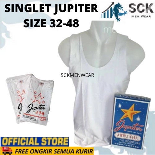 [ISI 1] Singlet JUPITER 32-42 Pria Ukuran Besar / Kaos Dalam JUPITER Katun Original Size 32-48 / Singlet Pria - sckmenwear GROSIR