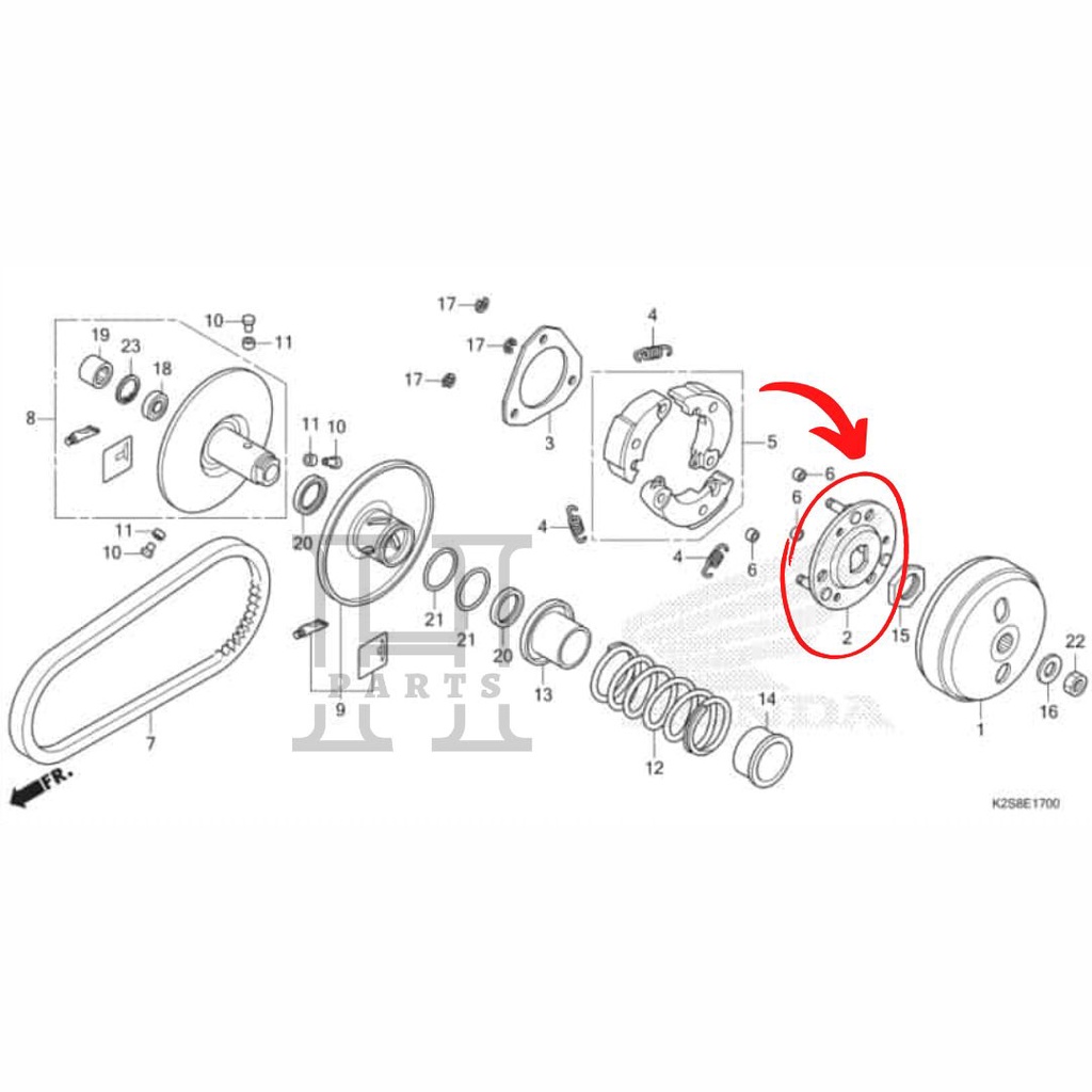 DUDUKAN KAMPAS KOPLING GANDA PLATE COMP DRIVE ADV PCX VARIO 125 150 160 K59 22350-GFM-901 ASLI ORIGINAL AHM HGP HONDA