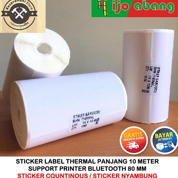 

E77 Sticker Thermal Label 80mm x 10m stiker barcode termal 80 mm 10meter Roll Printer Bluetooth Resi Pengiriman 8cm 8 cm 10 meter m BIG PROMO リ