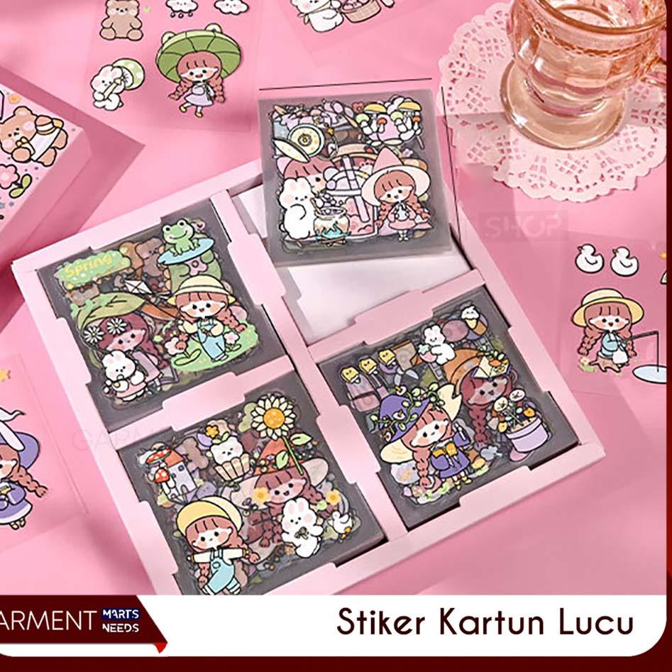 

✨12.12✨ Stiker Buku Diary Motif Kartun Korea Botol Minum Waterproof Handbook Scrapbook DIY Box Isi 100 Lembar !!!