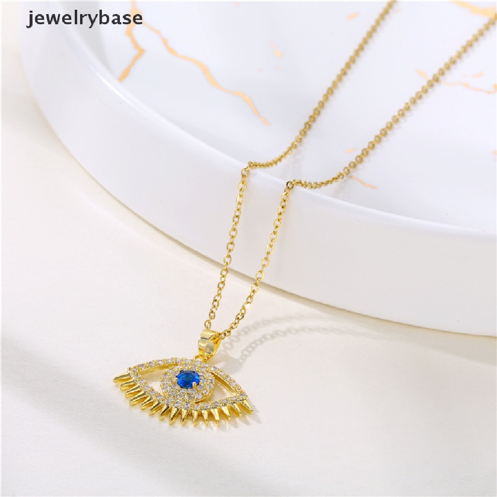 [jewelrybase] Evil Eye Charm Liontin Lapis Emas Asli 18K Cubic Zirconia Perhiasan Kalung Butik