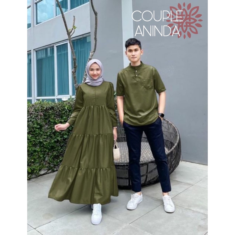 Gamis Couple Pasangan Sarimbit Muslim Gamis Kondangn Terbaru Wanita Sage Green Hijau Sage Dres Konda