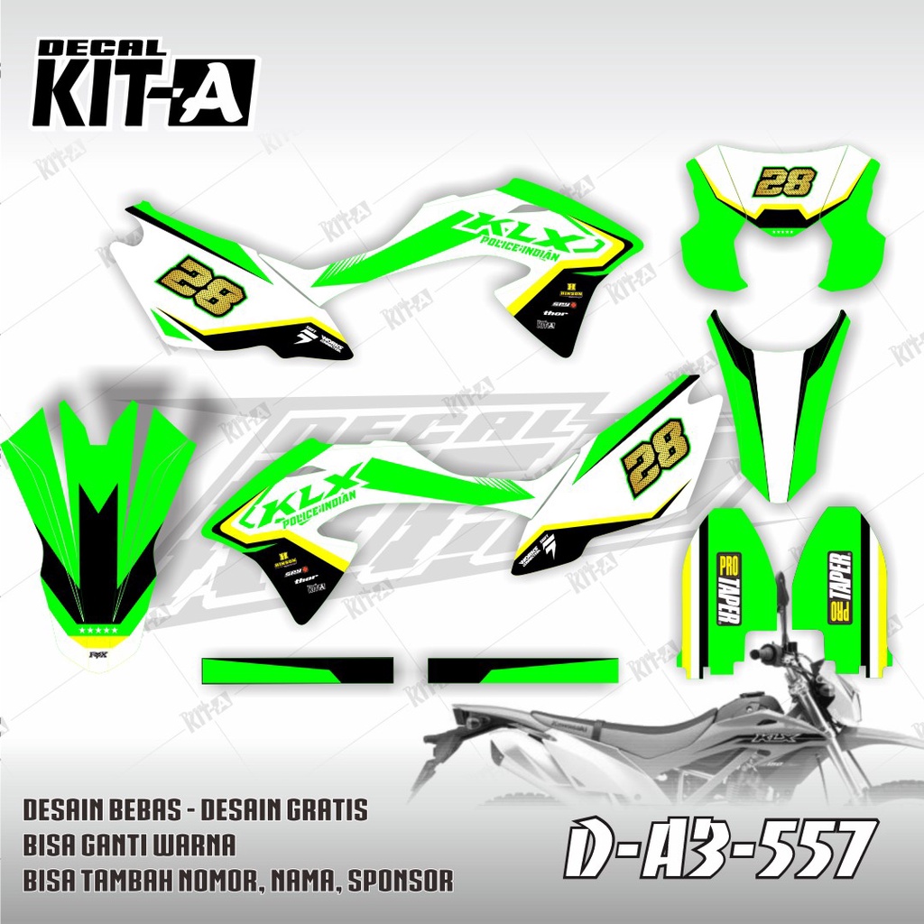 Decal KLX 150 BF full body MOTOCROS WARNA HIJAU D-A3-557