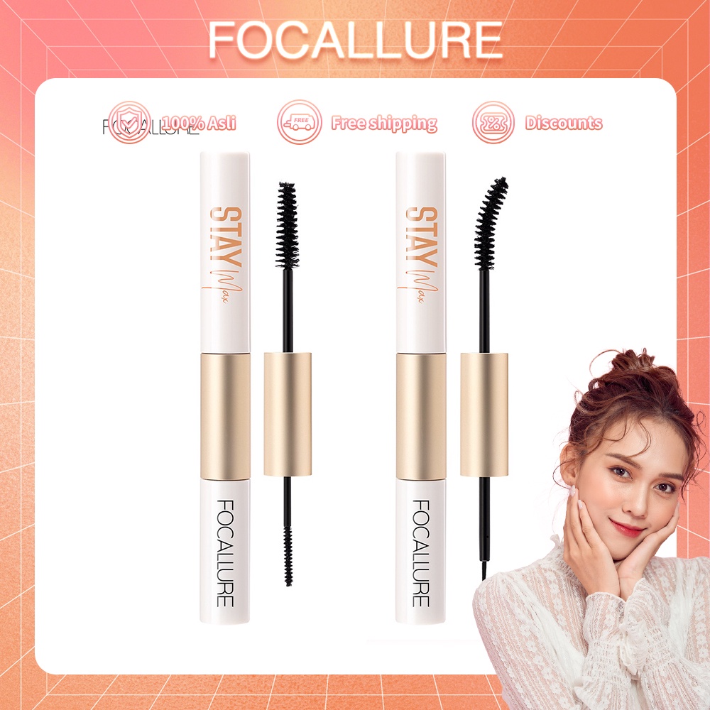 FOCALLURE 2 In 1 Waterproof Maskara &amp; Eyeliner Fiber Eyelash Primer Untuk Mata FA160