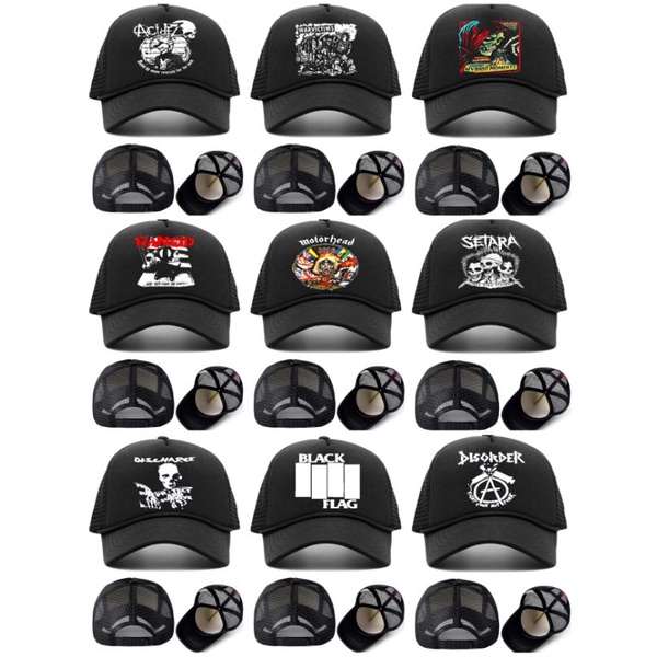 topi jaring band punk,topi trucker,topi band,topi
