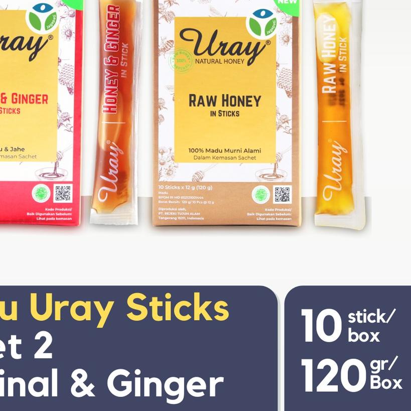 

✦ Paket 2 Uray Stick Sachet 20 pcs - Original & Ginger - Raw Honey - Jagapati ۩