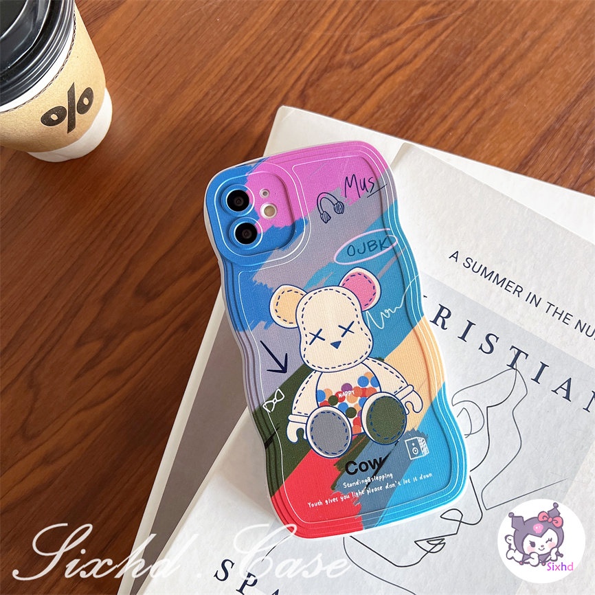 For Realme C25Y C21Y C35 C33 C30 C25 C15 C30s C31 C12 C11 C21 C20 C17 C3 10 9Pro+ 9i 7i 8i 6i 5i 5s Narzo 50A 50i Prime Fashion Color Ball Bear Couple Soft Wave Edge Case