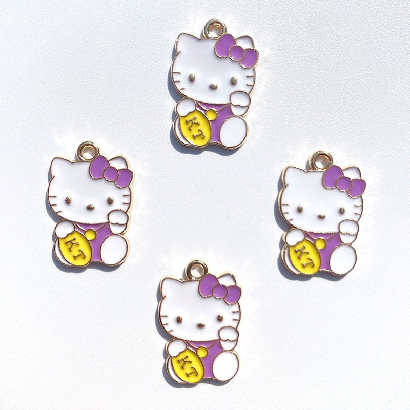 4 Pcs Warna Tetes Minyak Kartun Hewan Liontin DIY Gelang Kalung Membuat Perhiasan Alloy Charm Kitten Pendant