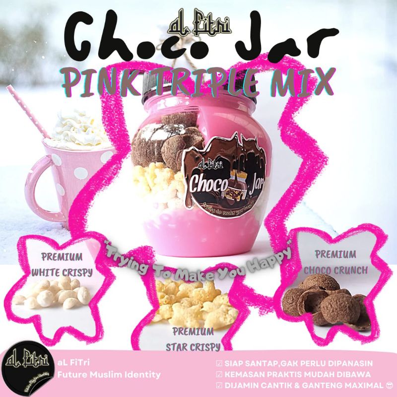 

Snacktok Pink Triple Mix Special Choco Jar aL FiTri Koko Crunch with Premium White and Star Rice Crispy Cemilan Coklat Sehat Lezat Bergizi