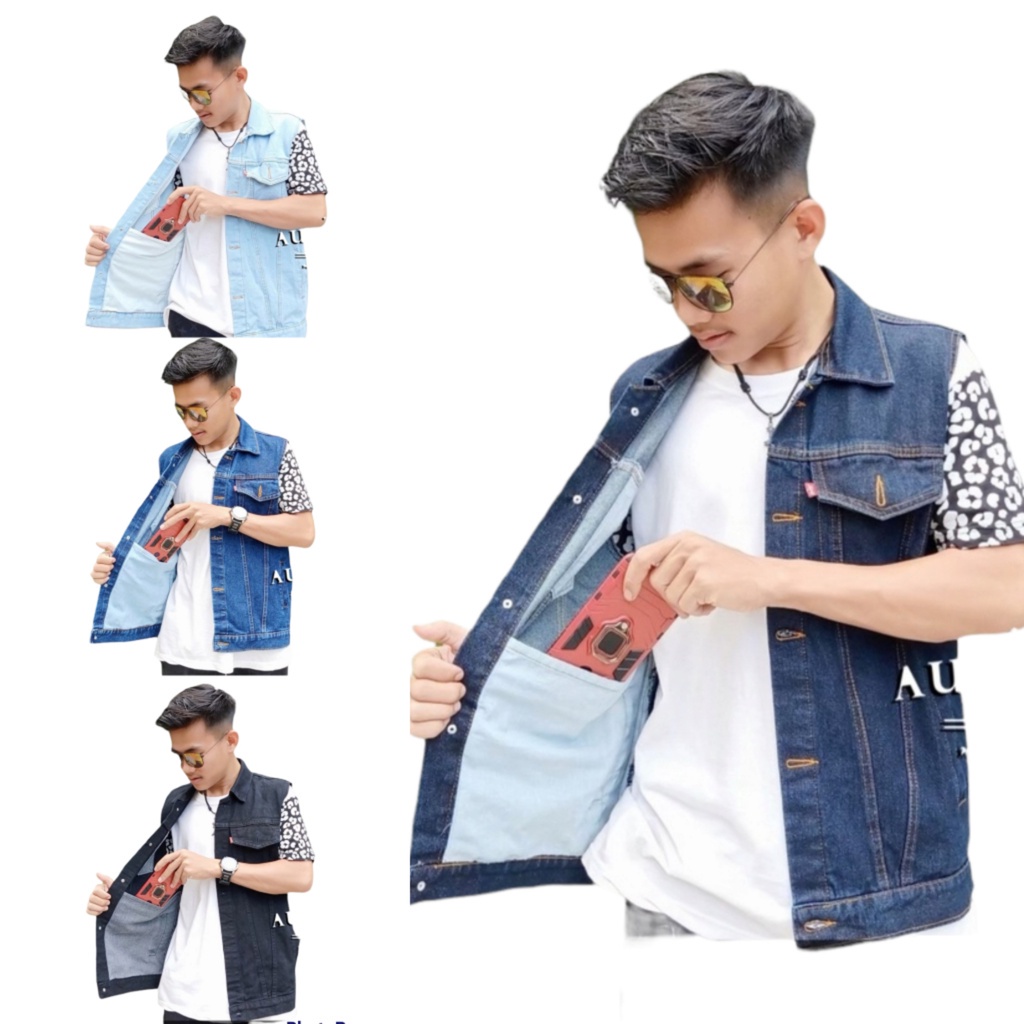 Rompi Jeans Pria - Rompi Jeans Murah - Rompi Cowok Bioblits (Unisex/Pria-Wanita) M, L, XL, 2XL, 3XL,