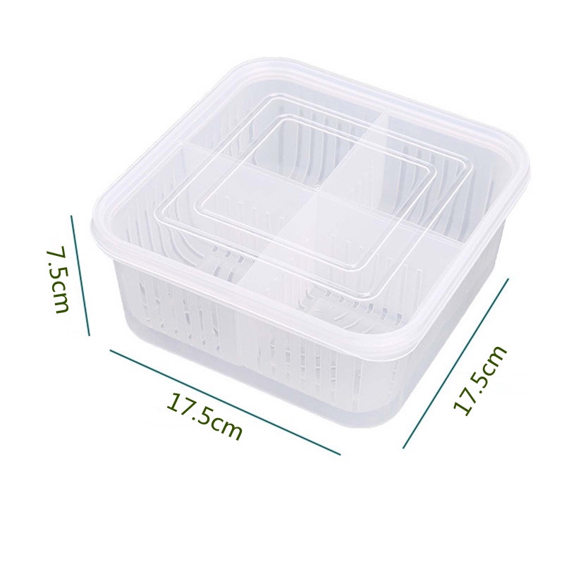 4kisi Food Preparation Storage Box Kompartemen Kulkas Freezer Organizer Sub-Packed Daging Bawang Jahe Piring Crisper Perlengkapan Dapur