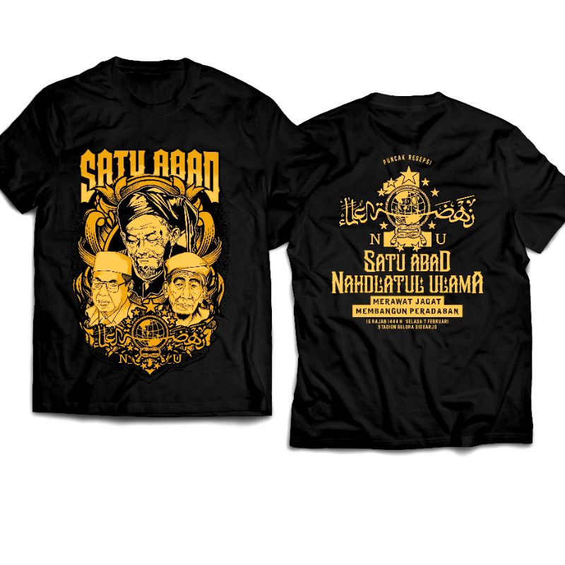 Kaos 1 Abad NU Hitam Resepsi Puncak Nahdlatul Ulama