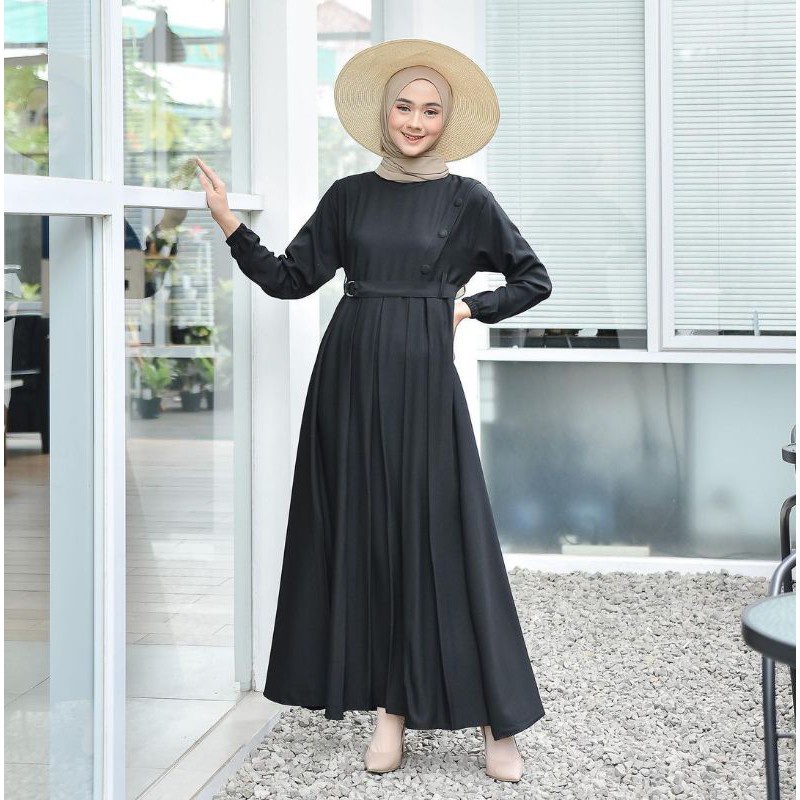 Model Gamis Terbaru 2023 Hitam Polos Simpel Modern Remaja Dress Eticha Wanita Muslim Pesta Elegan Mewah Kekinian Di Shopee