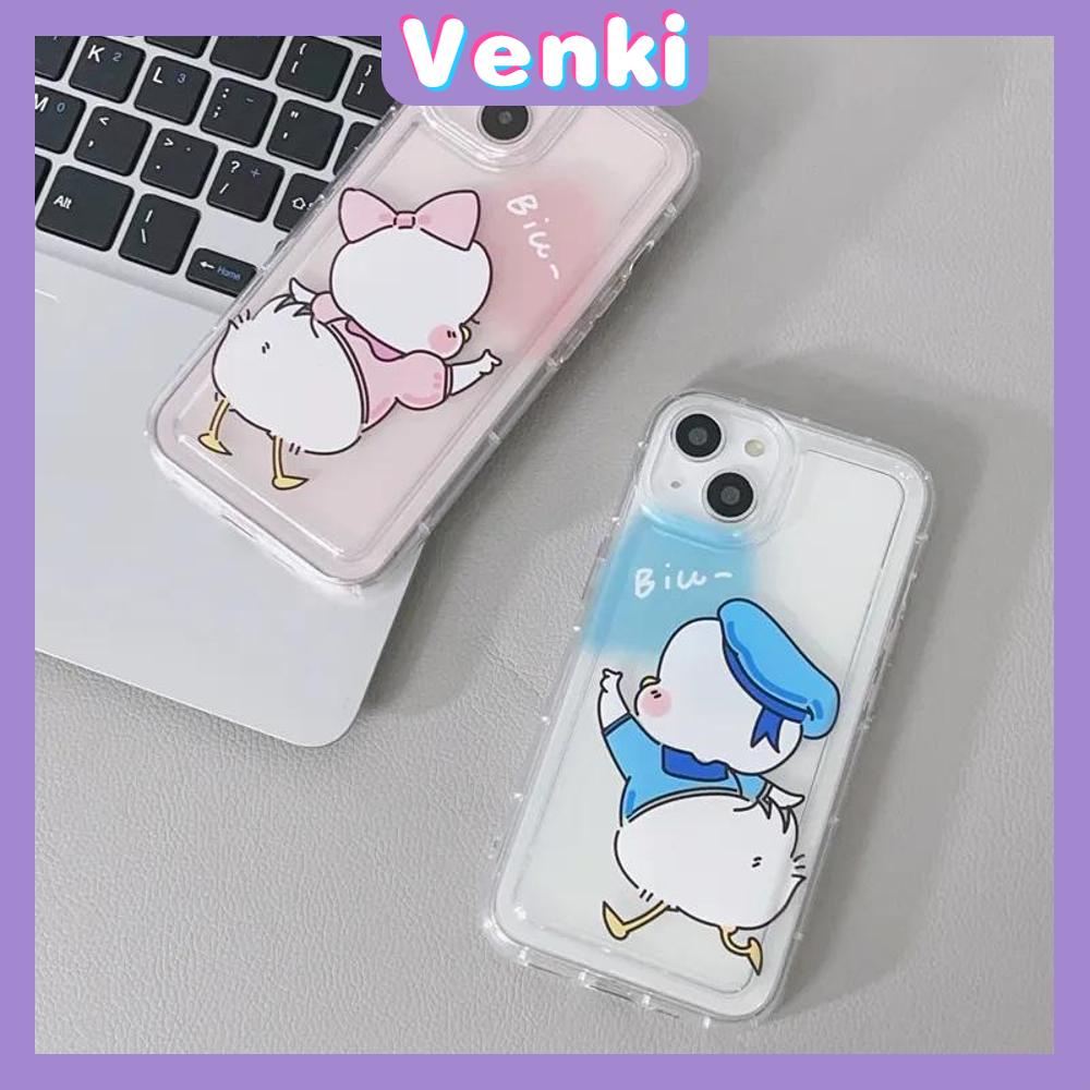 Case iPhone 14 Pro Max Soft TPU Clear Pink Blue Jelly Airbag Case Cute Cartoon Couple Duck Camera Protection Shockproof For iPhone 14 13 12 11 Plus Pro Max 7 Plus X XR