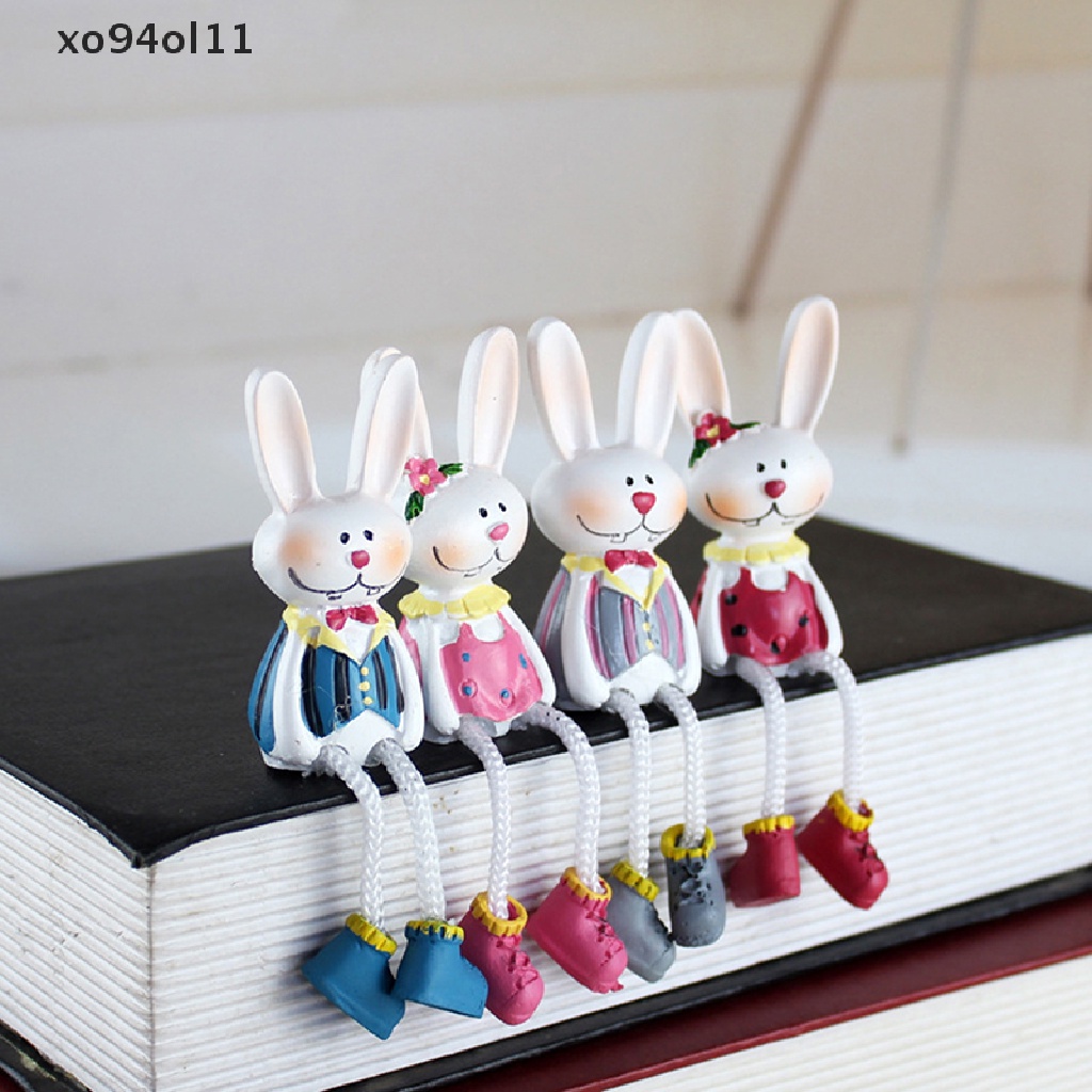 Xo 4Pcs/set Patung Kelinci Bunny Lucu Dengan Kaki Panjang Patung Boneka Kelinci OL