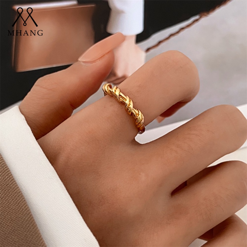Cincin Lilitan Garis Tidak Teratur Ins Fashion Opening Adjustable Ring Untuk Wanita Dan Pria