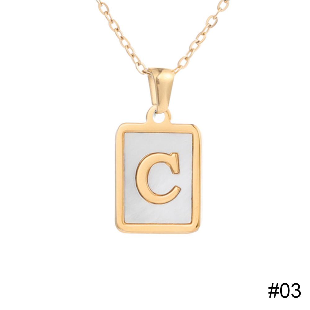 Timekey Stainless Steel Square Letter Necklace Fashion Kreatif Baja Titanium Huruf Liontin Kalung Wanita Perhiasan Aksesori B5I7