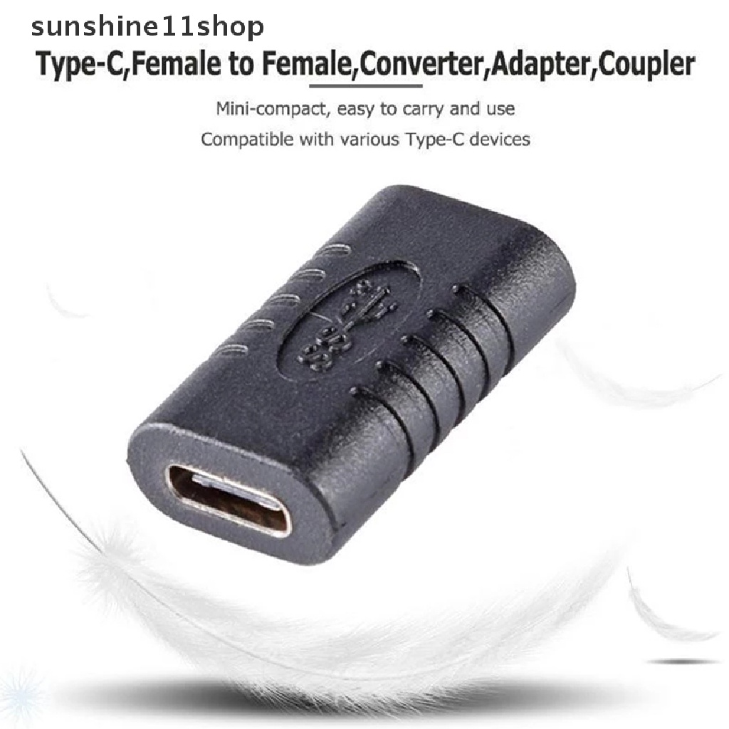 Sho USB 3.1 Type-C Female to Female Coupler USB-C Converter Adapter Konektor Baru N