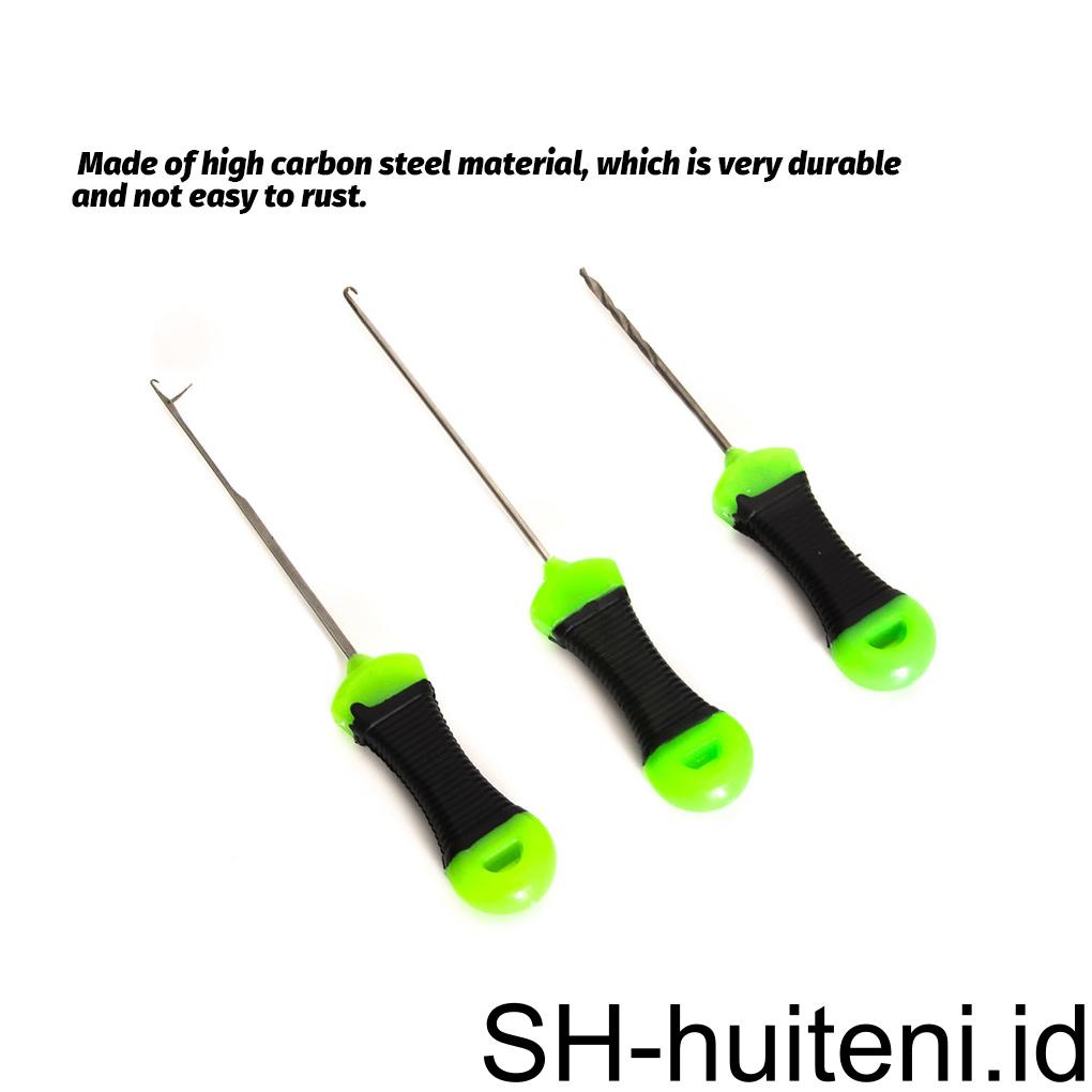 Huit 3pcs Jarum Threading Memancing Baiting Rigs Memimpin Umpan Kait Membuat Alat Tools Needle Baja Karbon Tinggi Outdoor