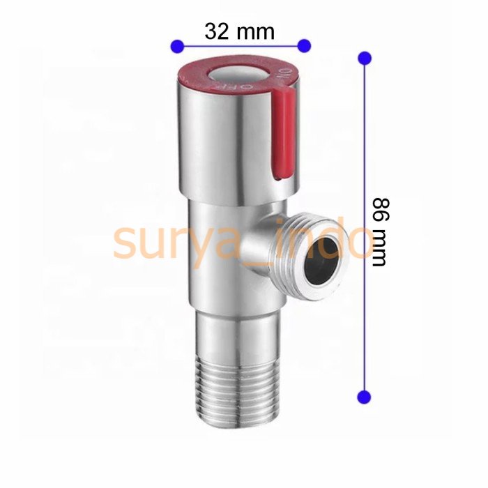 STOP KRAN KLOSET 1/2&quot; STOPKRAN TOILET SHOWER SINK MERAH STAINLESS 304