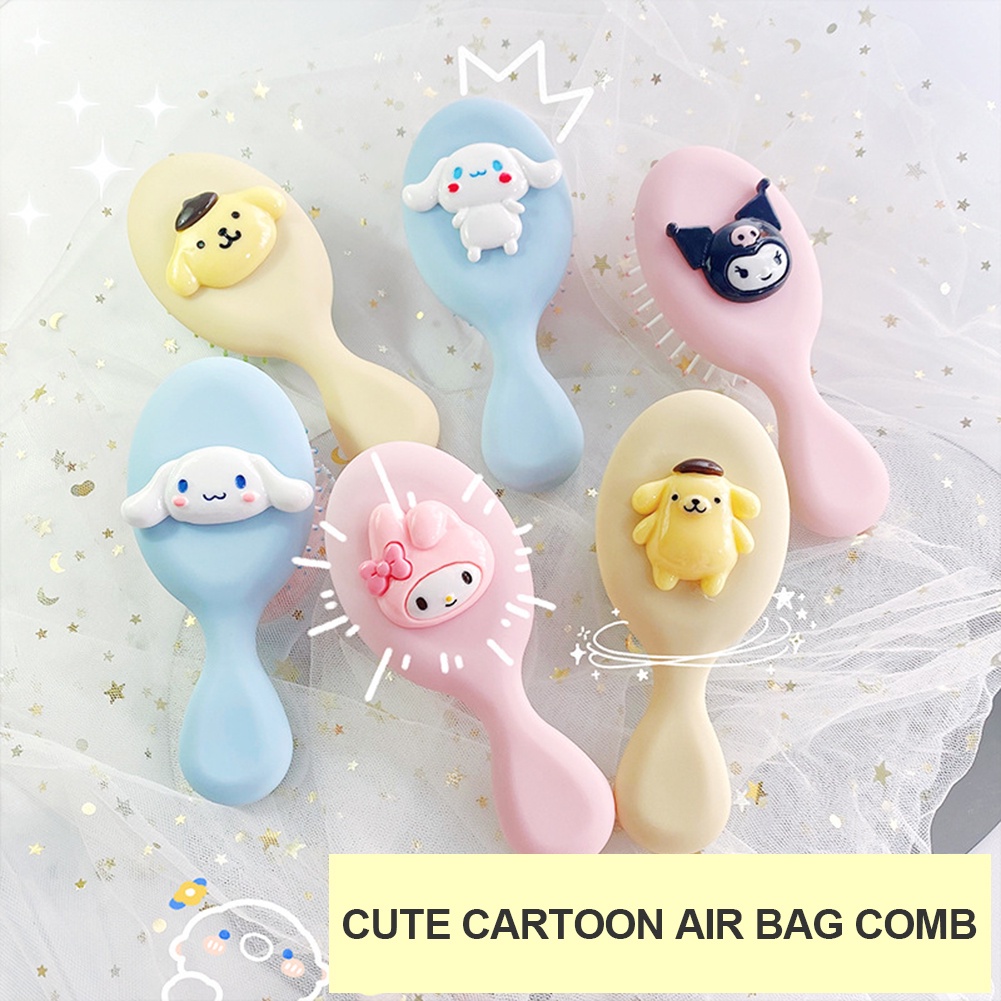 ღ Sanrio Girl Air Cushion Sisir Kawaii Cinnamorroll My Melody Lucu Kartun Perawatan Rambut Sisir Pijat Salon Tata Rambut Alat Mainan Hadiah
