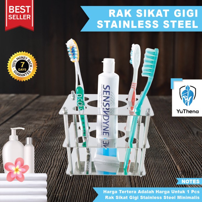 `````````] Rak Sikat Gigi Odol Stainless Minimalis Murah - Tempat Sikat Gigi