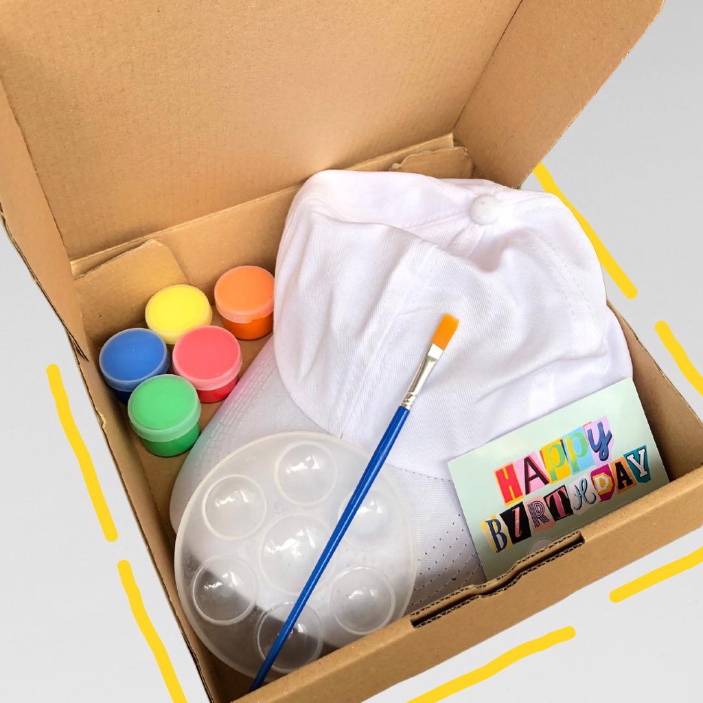 

RK Madefyou.id - Hampers Painting Kit Polocap Putih DIY Melukis Hadiah Kado Ulang Tahun Anniversary