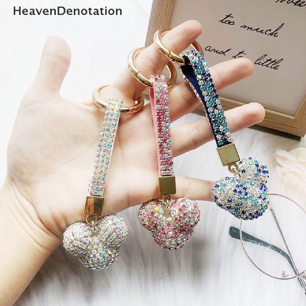 [HeavenDenotation] Fancy Kualitas Tinggi Mickey Berlian Imitasi Gantungan Kunci Mobil Ransel Earphone Key Chain Tas Liontin Wanita Car Key Ring HDV