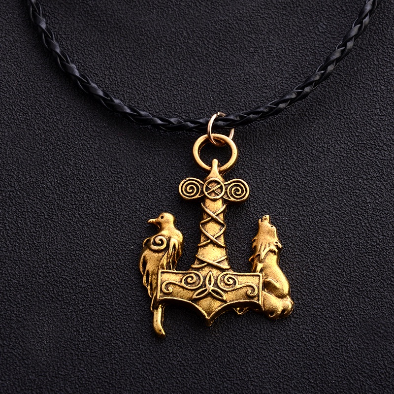 Chaoren Retro Nordic Viking Mito Retro Eropa Dan Amerika God Hammer Odin Hewan Liontin Fashion Kalung Aksesoris Liontin