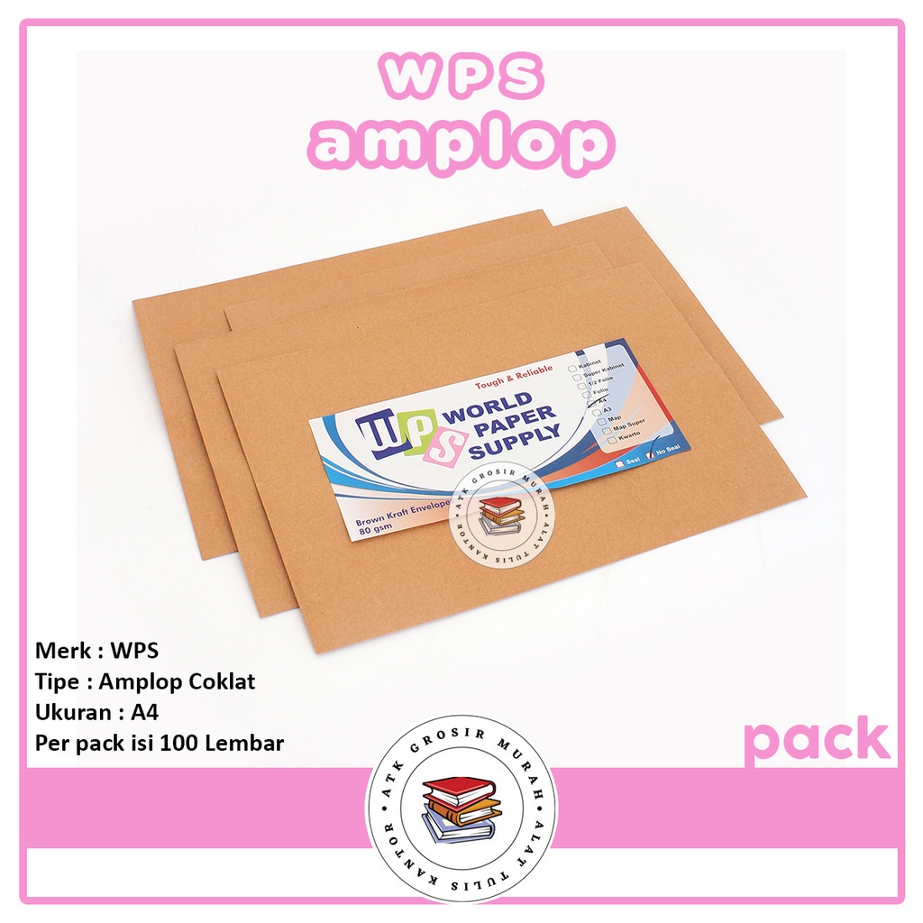 

WPS - Amplop Coklat Polos Ukuran A4 Non Seal - Pack
