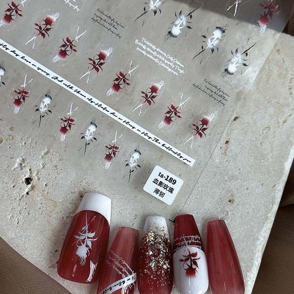 Mxbeauty Stiker Kuku Mawar Wanita Fashion Manicure Aksesoris Perekat Diri Bronzing Nail Stickers