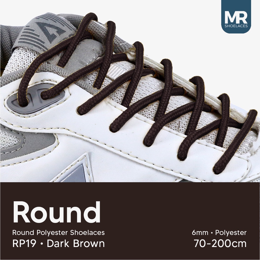 MR Shoelaces RP19 Coklat Tua (Dark Brown) Tali Sepatu Bulat Round Big 6mm Shoelaces 90cm 100cm 120cm 150cm 180cm-200cm Polyester