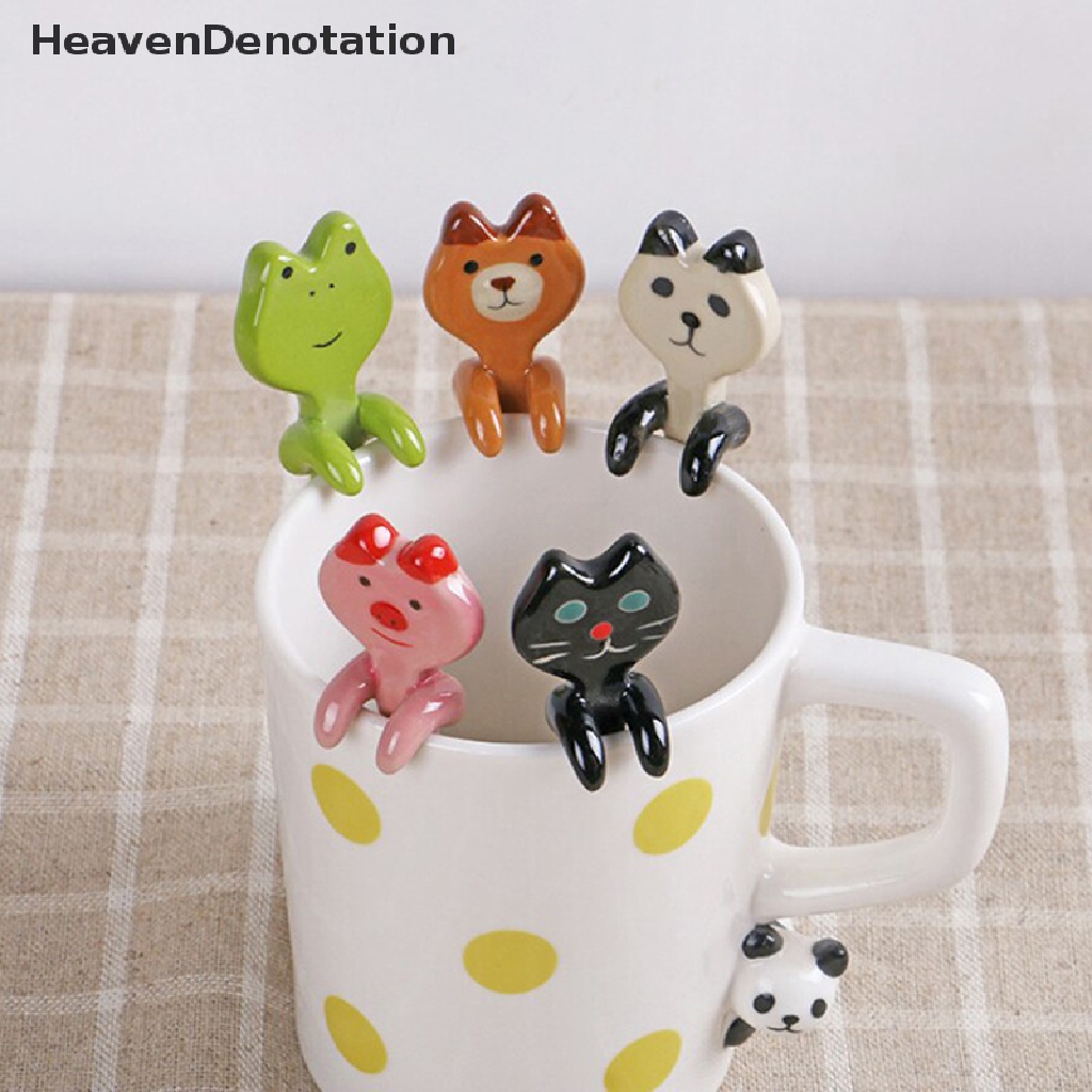 [HeavenDenotation] Alat Dapur Hadiah Novelty Keramik Kartun Kucing Lucu Hewan Sendok Dessert Spoon HDV