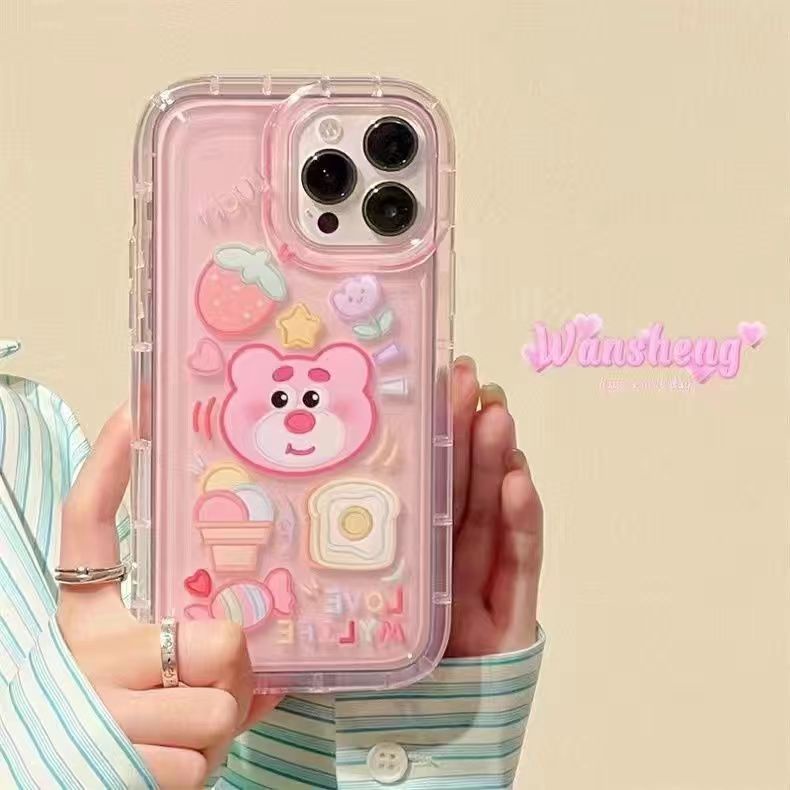 IPHONE Casing Ponsel Lembut Lucu Kompatibel Untuk Iphone11 12 13 14 Pro Max XS XR X8 7 6S Plus Casing Transparan Silikon TPU Shockproof Cover