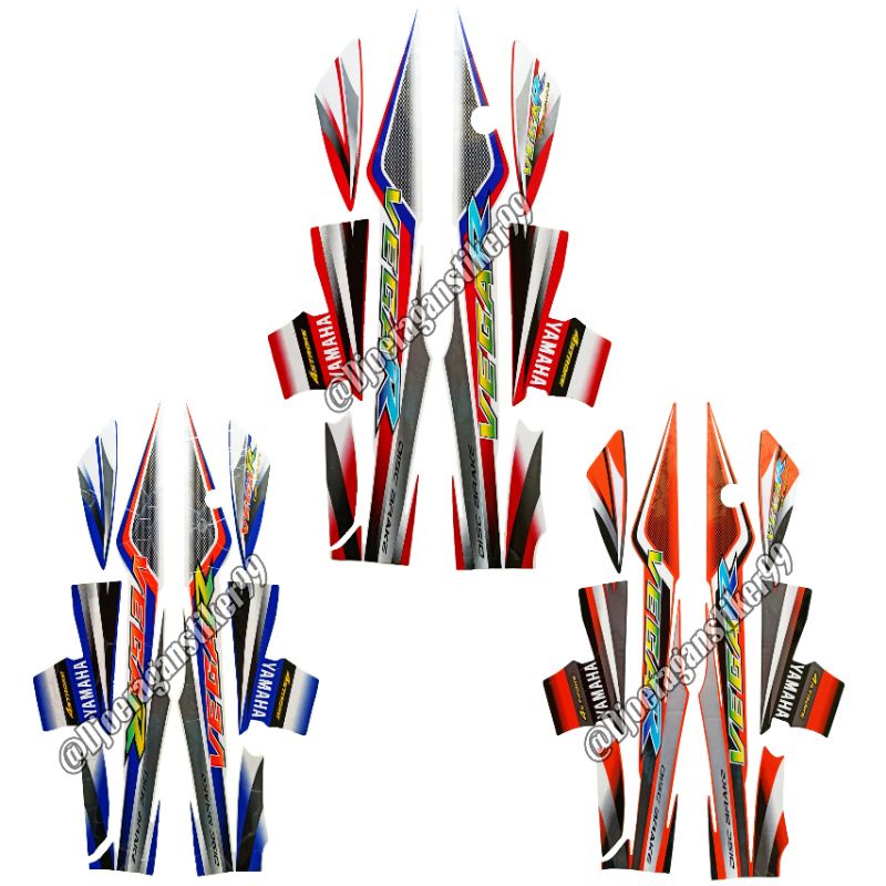 stiker striping lis polet vega r 2004 standar full set, striping yamaha vega r 2004.