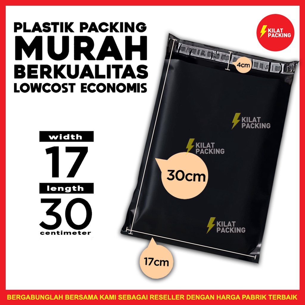 

Polymailer Low Cost Ekonomis Plastik Amplop Packaging Olshop Hitam 17x30cm