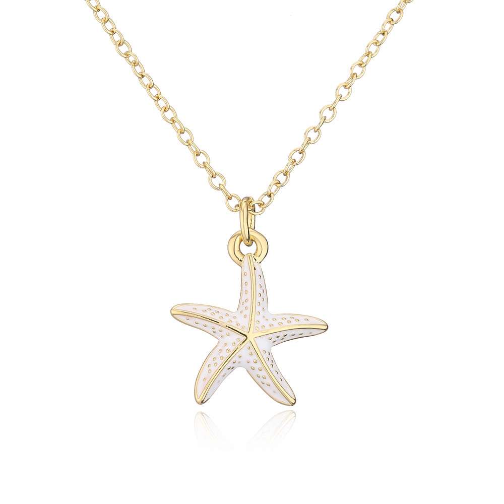 [COD Tangding] Vintage Starfish Pendant Kalung Wanita Gadis Fashion Menetes Minyak Klavikula Rantai Perhiasan