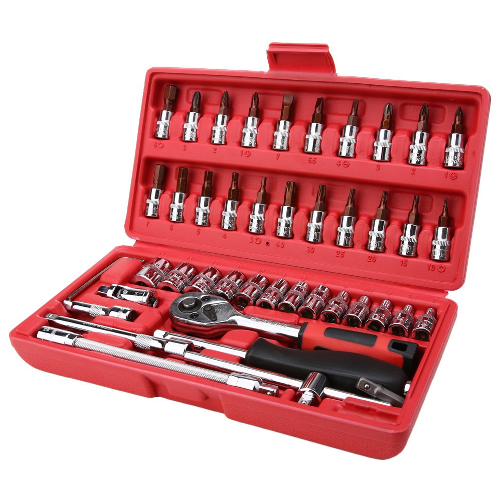 AKN88 - High Quality 46 in 1 Household and Car Auto Repair Tool Ratchet Wrench Set Toolbox