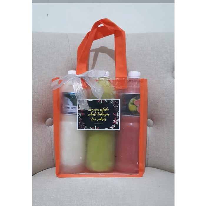 

(COD) Hampers / Paket / parcel Jus / besuk 3 botol @ 1 liter - Jambu/jeruk/sir