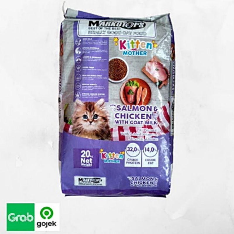 Gojek Markotop Kitten &amp; Mother Baby 20kg Makanan Anak Kucing Markotops - SALMON CHICKEN